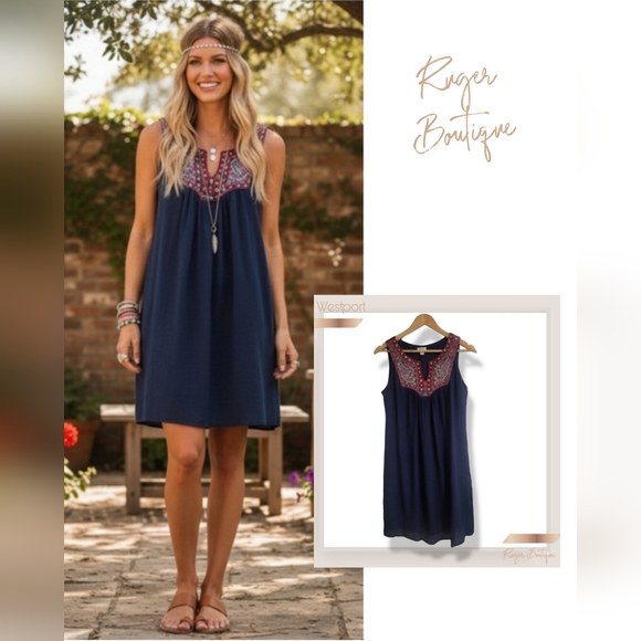 Westport Dresses & Skirts - 🌿​Westport Petites Womens Small Embroidered Sleeveless Lined Boho Dress🌻